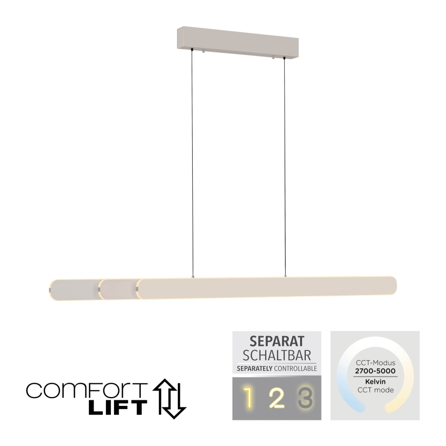 Schöner Wohnen 12577-39 - Lampada a sospensione LED dimmerabile su cavo ADRIANA ROUND 2xLED/24W/230V 2700/3000/3500/4000/5000K 160 cm grigio