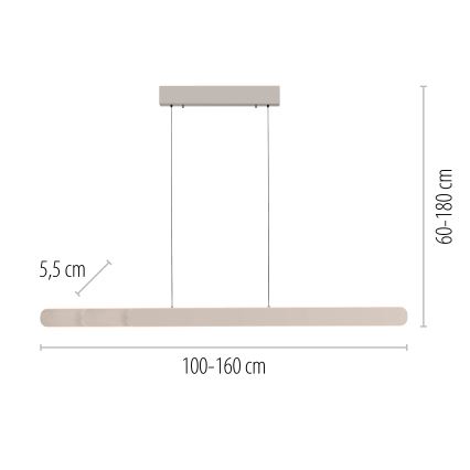Schöner Wohnen 12577-39 - Sospensione dimmerabile su cavo ADRIANA ROUND 2xLED/24W/230V 2700/3000/3500/4000/5000K grigio