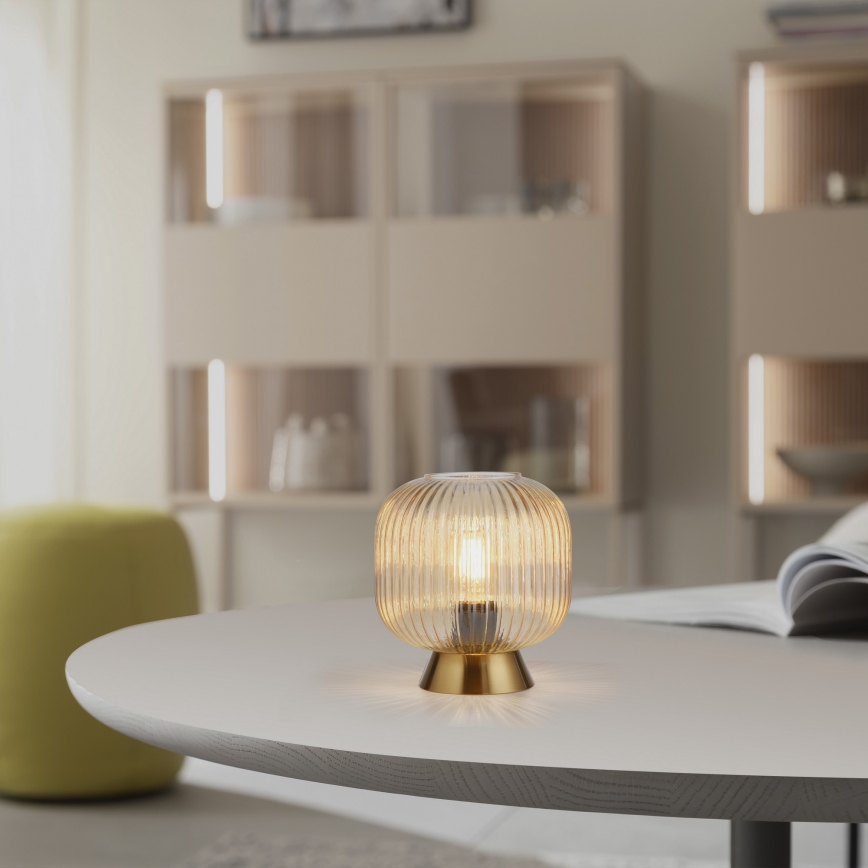 Schöner Wohnen 13573-27 - Lampada da tavolo NAMI 1xE27/25W/230V oro/beige/fumé