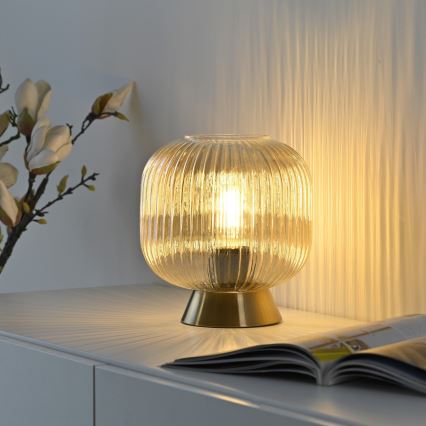 Schöner Wohnen 13573-27 - Lampe de table NAMI 1xE27/25W/230V dorée/beige/fumée