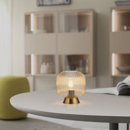 Schöner Wohnen 13573-27 - Lampe de table NAMI 1xE27/25W/230V dorée/beige/fumée