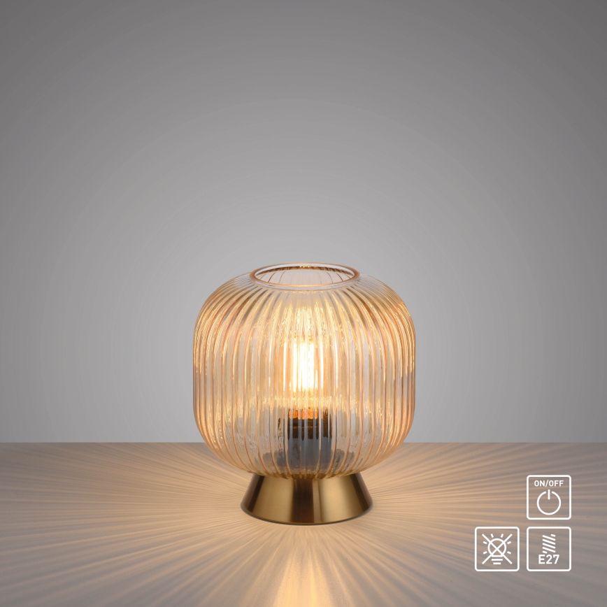 Schöner Wohnen 13573-27 - Tischleuchte NAMI 1xE27/25W/230V goldfarben/beige/rauchfarben