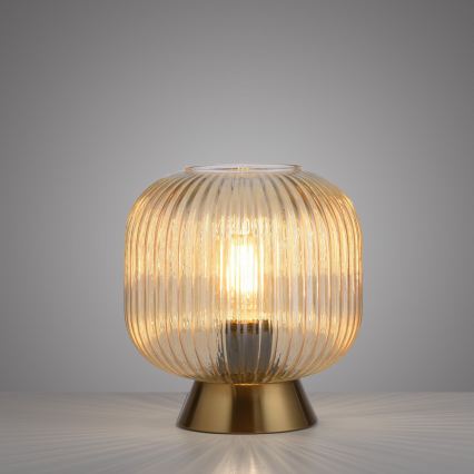 Schöner Wohnen 13573-27 - Tischleuchte NAMI 1xE27/25W/230V goldfarben/beige/rauchfarben