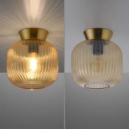 Schöner Wohnen 13574-27 - Deckenleuchte NAMI 1x E27/25W/230V, Ø 20 cm gold/beige/rauchfarben