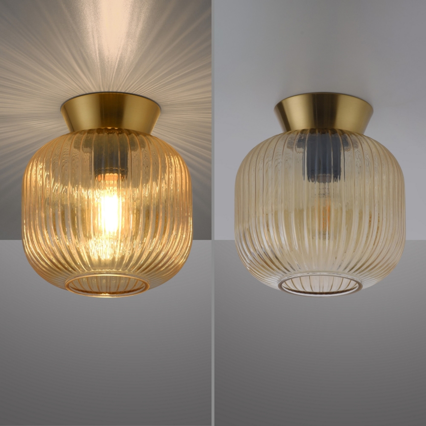 Schöner Wohnen 13574-27 - Deckenleuchte NAMI 1x E27/25W/230V, Ø 20 cm gold/beige/rauchfarben
