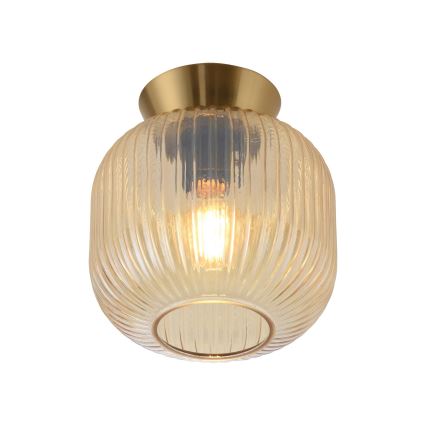 Schöner Wohnen 13574-27 - Deckenleuchte NAMI 1x E27/25W/230V, Ø 20 cm gold/beige/rauchfarben
