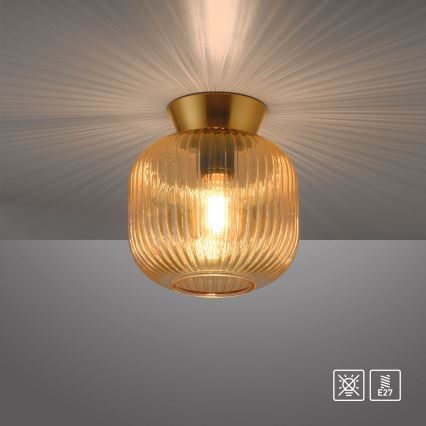 Schöner Wohnen 13574-27 - Plafonnier NAMI 1xE27/25W/230V Ø 20 cm doré/beige/fumé
