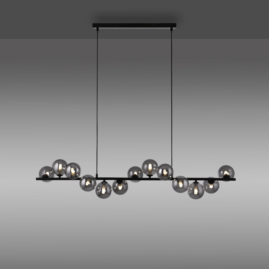 Schöner Wohnen 14504-18 - LED-Pendelleuchte DUBAI an Stahlseil 13xG9/3W/230V 118 m schwarz/rauchfarben