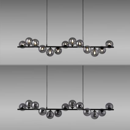 Schöner Wohnen 14504-18 - LED-Pendelleuchte DUBAI an Stahlseil 13xG9/3W/230V 118 m schwarz/rauchfarben