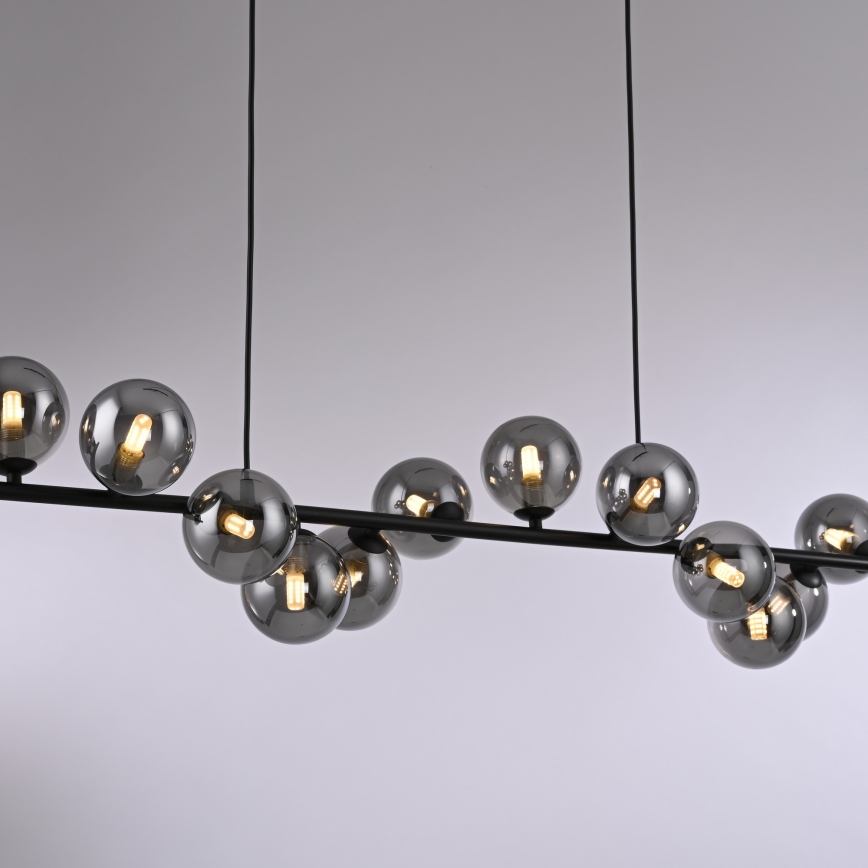 Schöner Wohnen 14504-18 - LED-Pendelleuchte DUBAI an Stahlseil 13xG9/3W/230V 118 m schwarz/rauchfarben