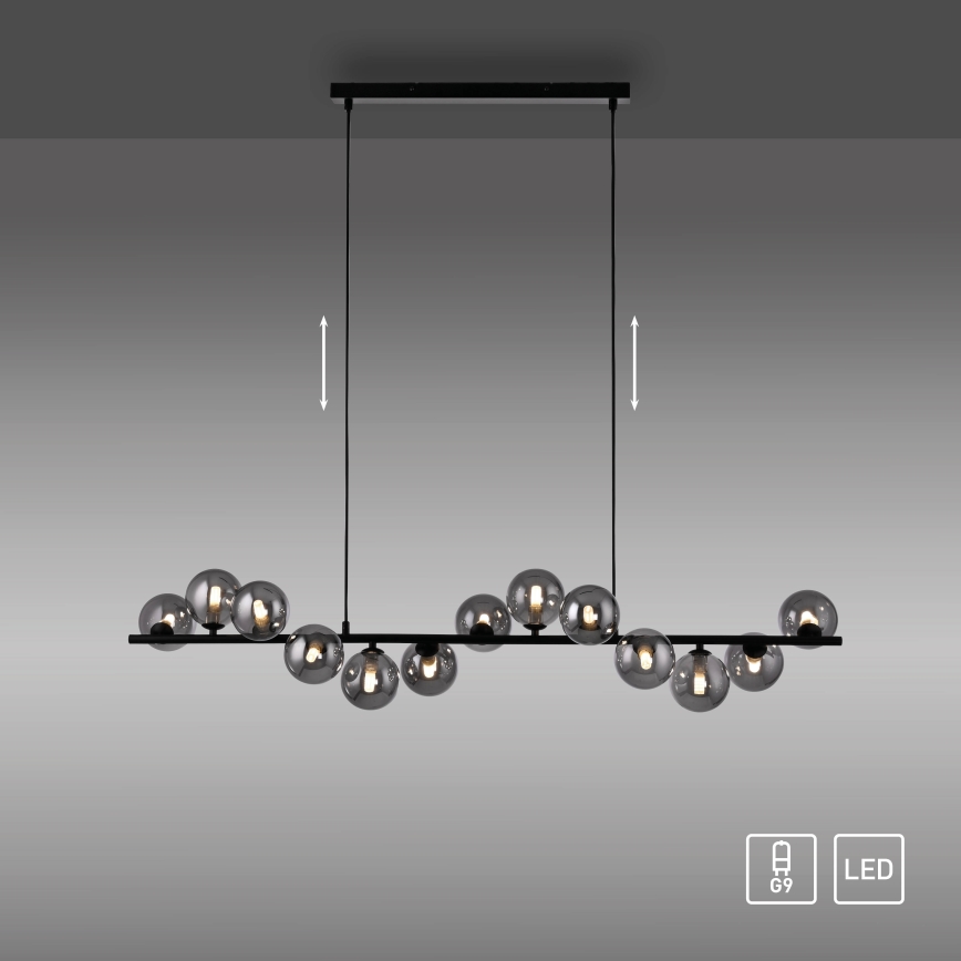 Schöner Wohnen 14504-18 - Suspension LED sur câble DUBAI 13xG9/3W/230V 118 m noir/fumé