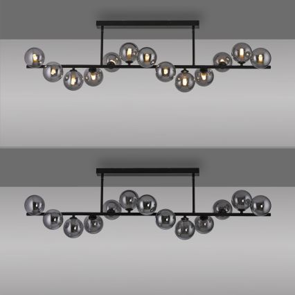 Schöner Wohnen 14505-18 - LED-Pendelleuchte an Stange DUBAI 13xG9/3W/230V schwarz/rauchfarben