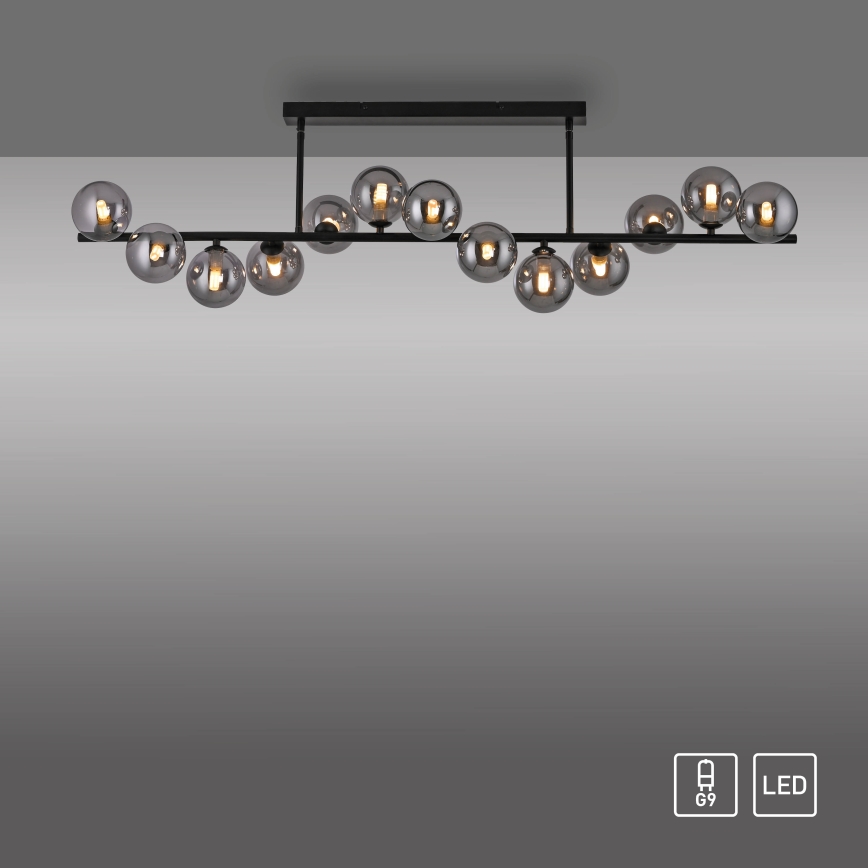 Schöner Wohnen 14505-18 - Lustre LED sur tige DUBAI 13xG9/3W/230V noir/fumé