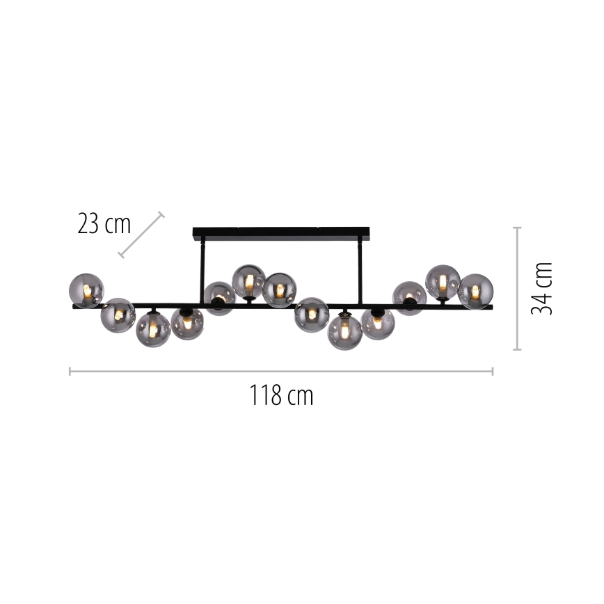 Schöner Wohnen 14505-18 - Lustre LED sur tige DUBAI 13xG9/3W/230V noir/fumé
