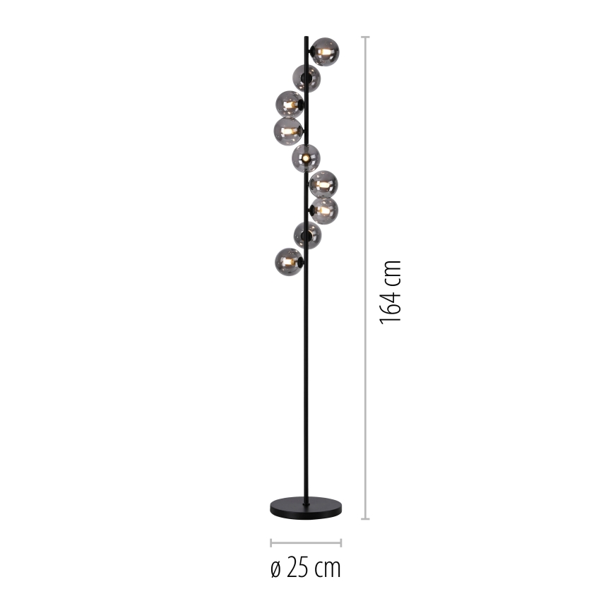 Schöner Wohnen 14506-18 - Lampada da terra LED DUBAI 9xG9/3W/230V nero/fumé
