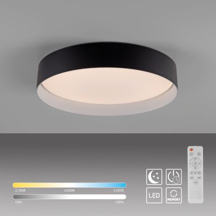 Schöner Wohnen 14594-18 - LED-dimmbare Deckenleuchte TAVOLI LED/20W/230V 2700–6500K Ø 39 cm schwarz + Fernbedienung