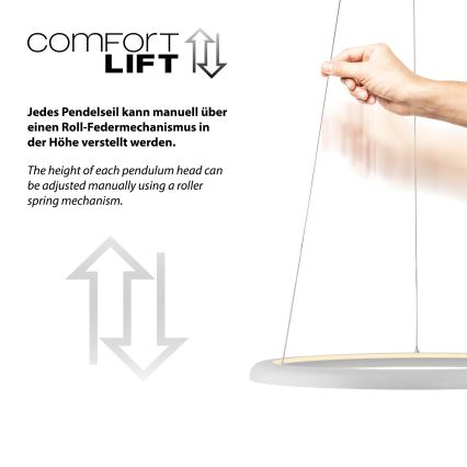 Schöner Wohnen 15570-16 - lampadario sospeso dimmerabile su cavo QUILLO LED/36W/230V Ø 60 cm bianco