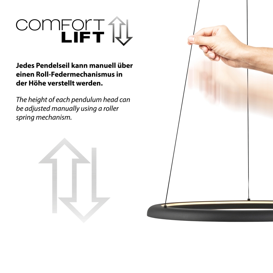 Schöner Wohnen 15570-18 - dimmbare LED-Pendelleuchte an Kabel QUILLO LED/36W/230V Ø 60 cm schwarz