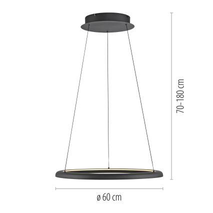 Schöner Wohnen 15570-18 - Suspension LED dimmable sur câble QUILLO LED/36W/230V Ø 60 cm noir