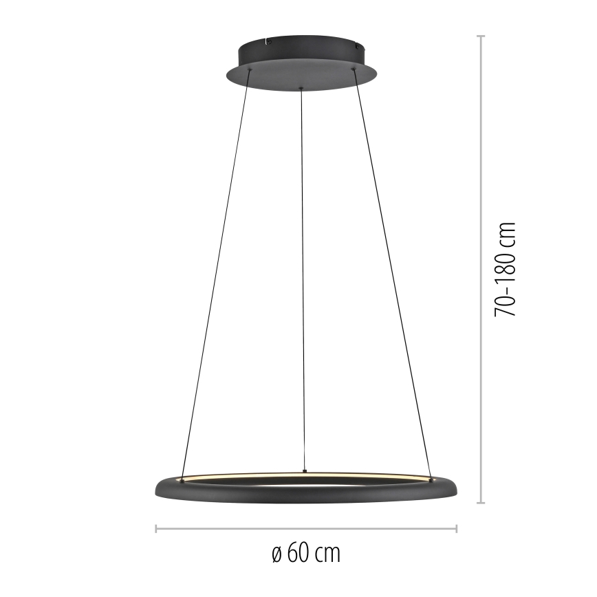 Schöner Wohnen 15570-18 - Suspension LED dimmable sur câble QUILLO LED/36W/230V Ø 60 cm noir