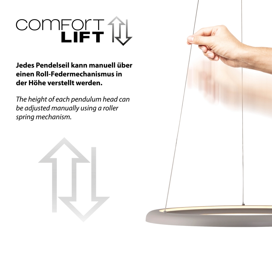 Schöner Wohnen 15570-39 - QUILLO LED-Pendelleuchte, dimmbar, 36W/230V, Ø 60 cm, grau