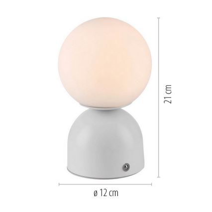 Schöner Wohnen 19218-16 - RUDI LED-Tischlampe, dimmbar, Touch-gesteuert, wiederaufladbar, LED/1,2W/5V, 3000-6000K, 1200 mAh, weiß