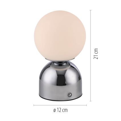 Schöner Wohnen 19218-17 - lampe de table LED tactile et dimmable rechargeable RUDI LED/1,2W/5V 3000-6000K 1200 mAh fini chromé brillant