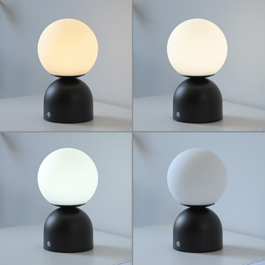 Schöner Wohnen 19218-18 - Lampe de table tactile et dimmable rechargeable RUDI LED/1,2W/5V 3000-6000K 1200 mAh noire