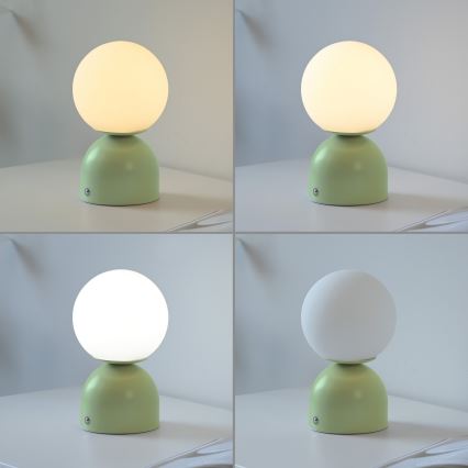 Schöner Wohnen 19218-43 - Lampe de table tactile dimmable rechargeable RUDI LED/1,2W/5V 3000-6000K 1200 mAh verte