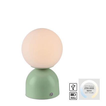 Schöner Wohnen 19218-43 - Lampe de table tactile dimmable rechargeable RUDI LED/1,2W/5V 3000-6000K 1200 mAh verte