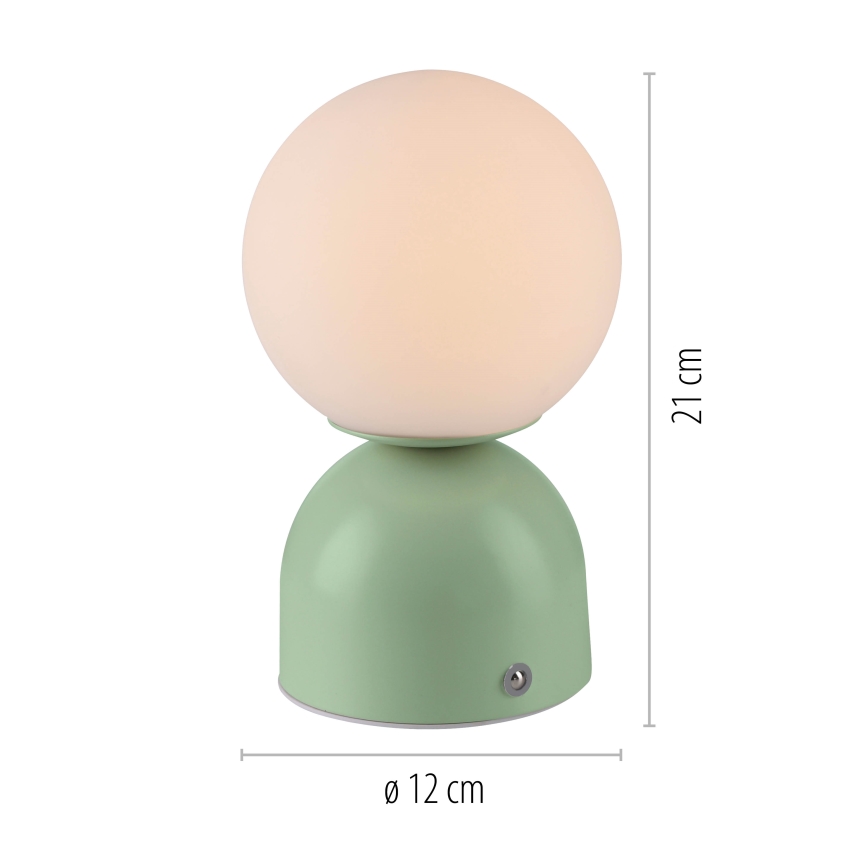 Schöner Wohnen 19218-43 - Lampe de table tactile dimmable rechargeable RUDI LED/1,2W/5V 3000-6000K 1200 mAh verte