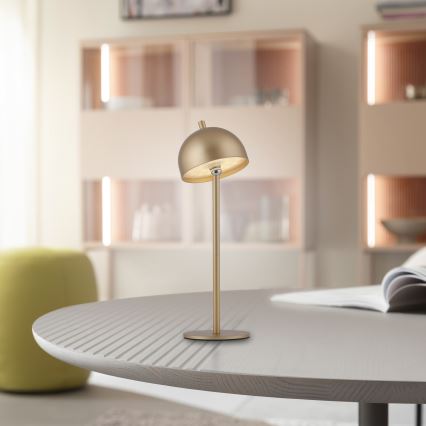 Schöner Wohnen 19244-12 - Lampe de table d'extérieur LED tactile et rechargeable BELLIS, à intensité réglable, LED/2,5W/5V 2600 mAh IP54, dorée