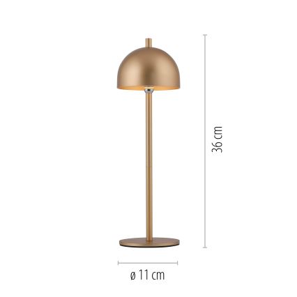 Schöner Wohnen 19244-12 - Lampe de table d'extérieur LED tactile et rechargeable BELLIS, à intensité réglable, LED/2,5W/5V 2600 mAh IP54, dorée