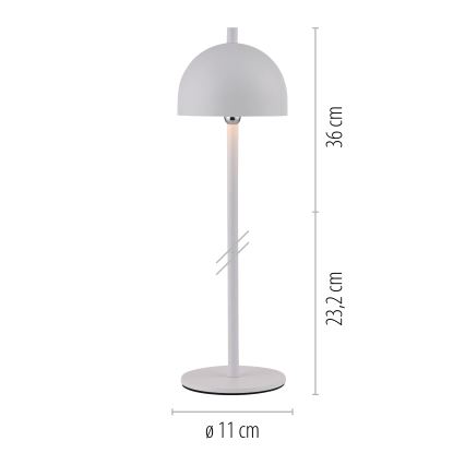 Schöner Wohnen 19244-16 - Lampe de table d'extérieur tactile dimmable rechargeable BELLIS LED/2,5W/5V 2600 mAh IP54 blanche