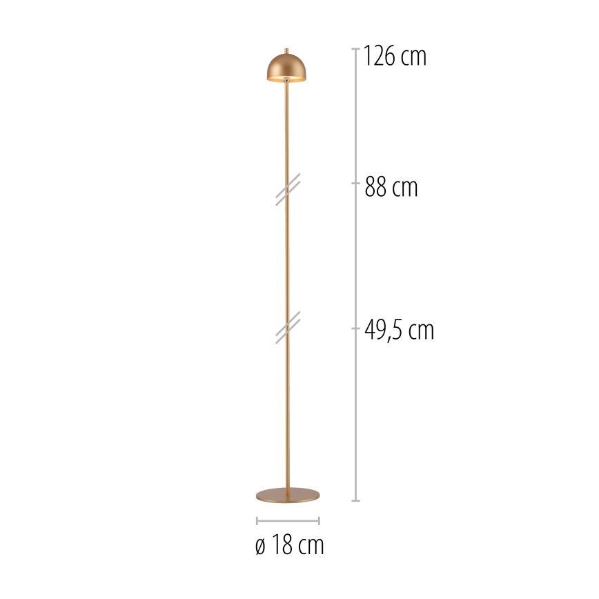 Schöner Wohnen 19245-12 - dimmbare Touch-Akku-Außen-Stehleuchte BELLIS LED/2,5 W/5 V 2600 mAh IP54, gold