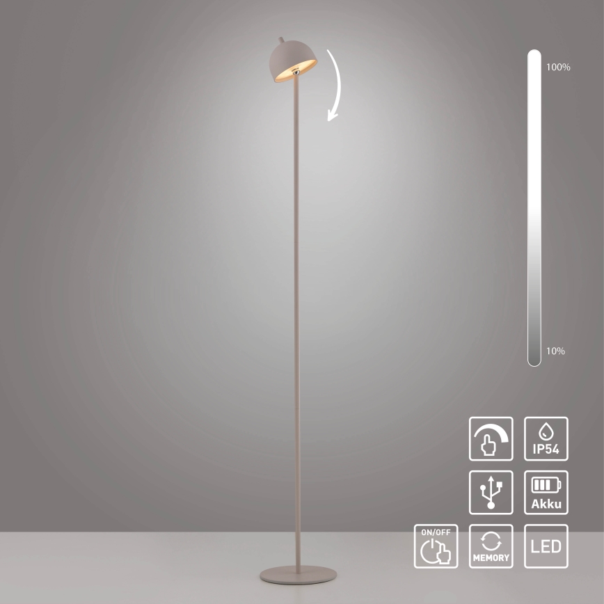 Schöner Wohnen 19245-39 - LED, dimmbare, touchgesteuerte, wiederaufladbare Außen-Stehleuchte BELLIS LED/2,5W/5V 2600 mAh IP54 grau