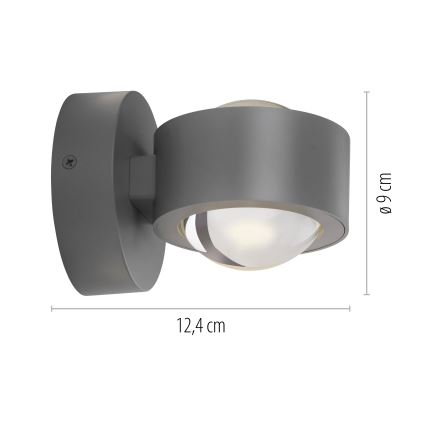 Schöner Wohnen 19331-21 - Lampada da parete LED CHIA 2xLED/2W/230V antracite