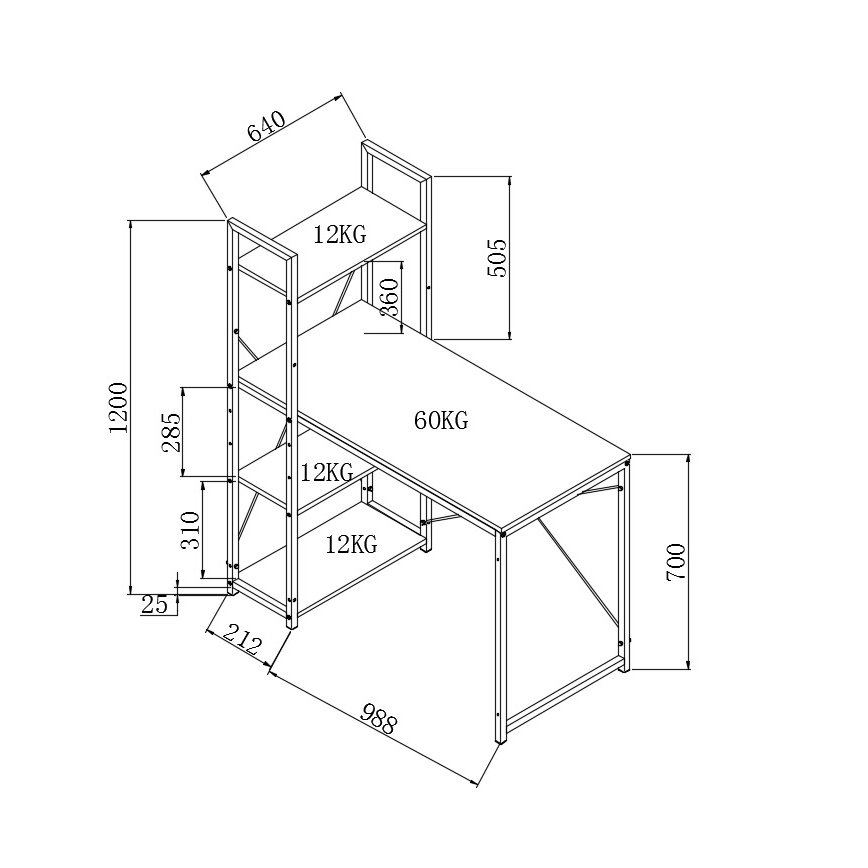 Schreibtisch SERENOR Schwarz/Sonoma-Eiche