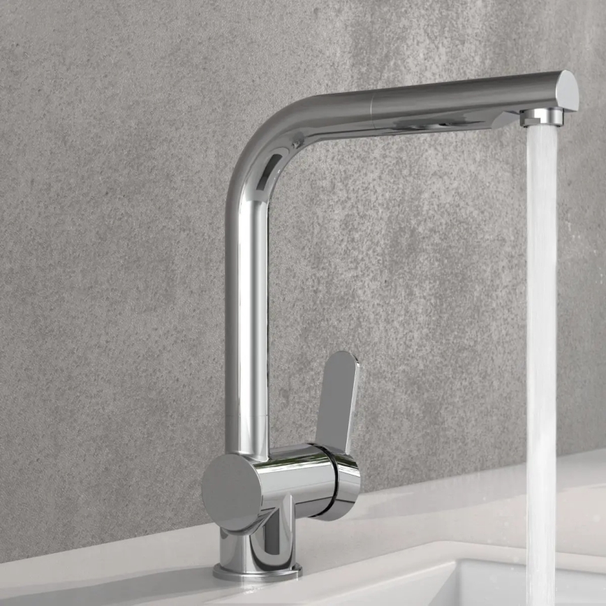 Schütte 79700 - Mitigeur d'évier LONDON avec douchette extractible, chrome brillant