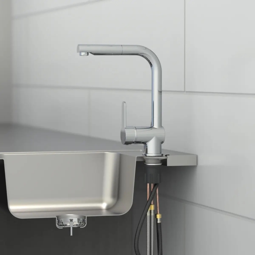Schütte 79700 - Mitigeur d'évier LONDON avec douchette extractible, chrome brillant