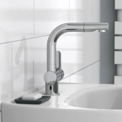 Schütte 79710 - Mitigeur d'évier LONDON à douchette extractible, finition chrome brillant