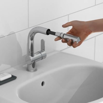 Schütte 79710 - Mitigeur d'évier LONDON à douchette extractible, finition chrome brillant