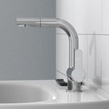 Schütte 79710 - Rubinetto per lavello LONDON con doccetta estraibile, finitura cromata lucida