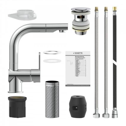 Schütte 79710 - Rubinetto per lavello LONDON con doccetta estraibile, finitura cromata lucida