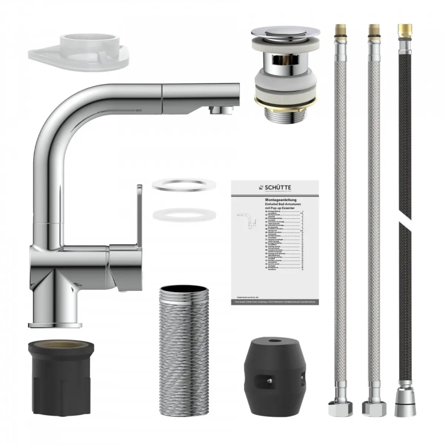 Schütte 79710 - Rubinetto per lavello LONDON con doccetta estraibile, finitura cromata lucida
