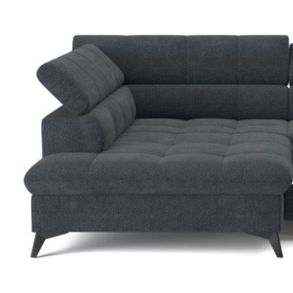 Ecksofa zum Ausziehen in L-Form MARANO links, schwarz