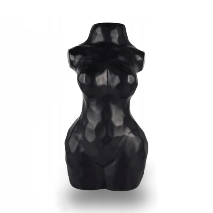 Schwarze Keramikvase, 30 cm