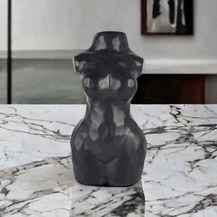 Schwarze Keramikvase, 30 cm