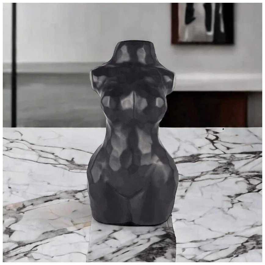 Schwarze Keramikvase, 30 cm