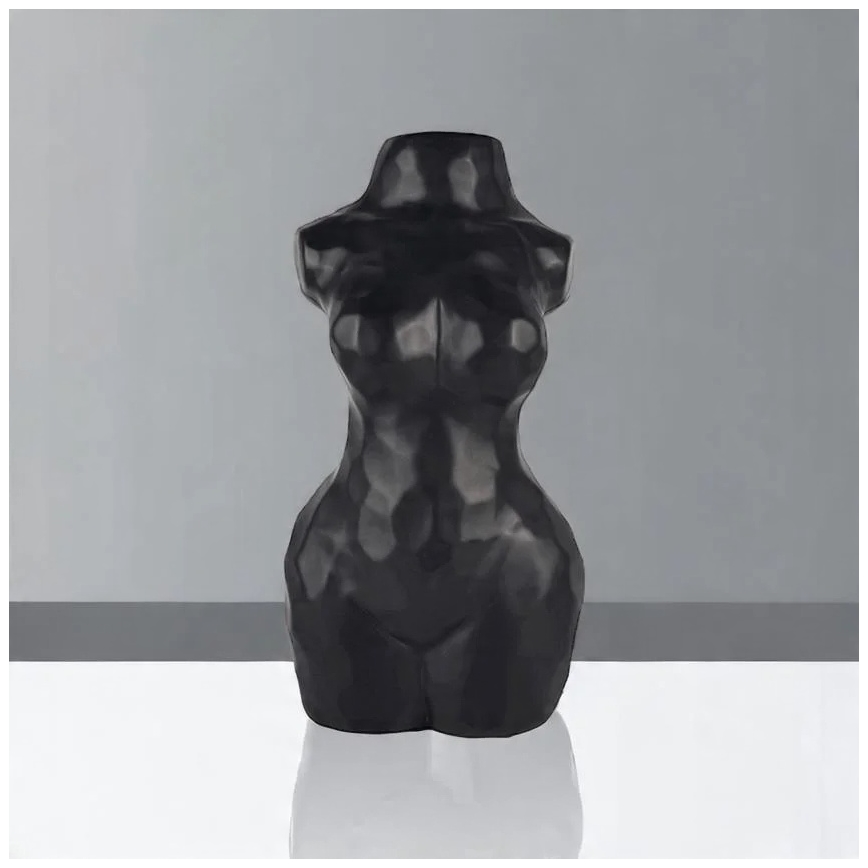 Schwarze Keramikvase, 30 cm